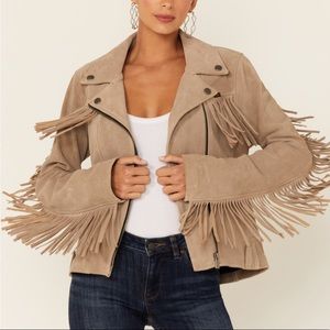 WRANGLER WOMEN’S FRINGE LEATHER JACKET